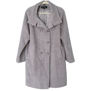 Jones New York Double-Breasted Wool Alpaca Coat Women’s 12 Taupe Double Breasted